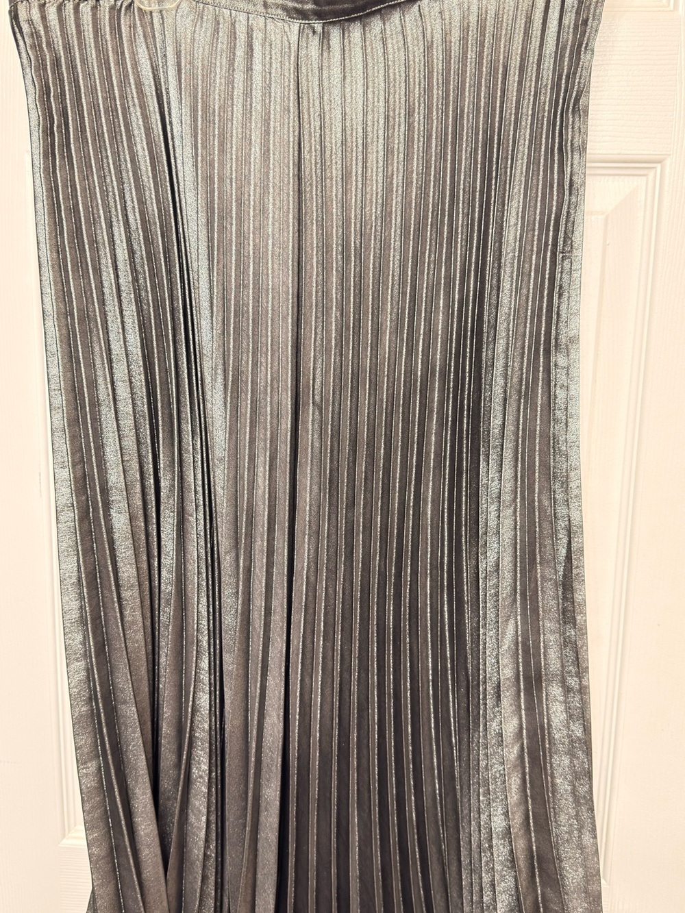Banana Republic Metallic Silver Pleated A-Line Skirt